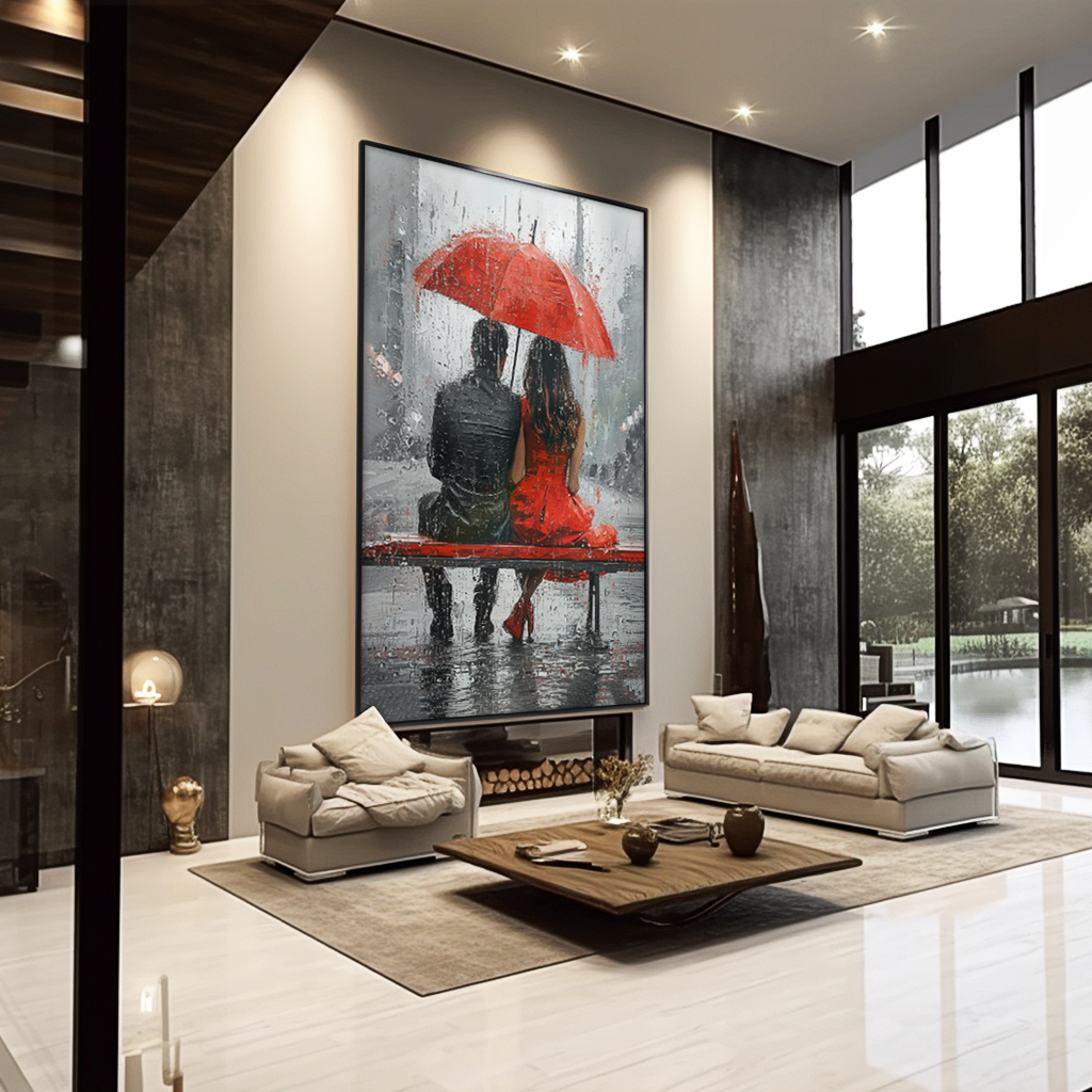 Romantic Couple in the Rain V1095 Canvas