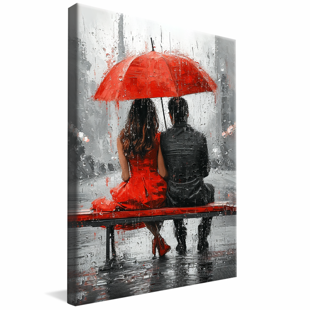 Romantic Couple in the Rain V1095 Canvas