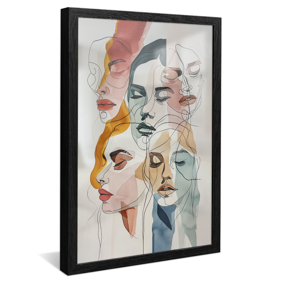 Sketches of Women's Faces Canvas V1066