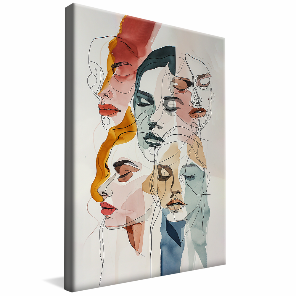 Sketches of Women's Faces Canvas V1066