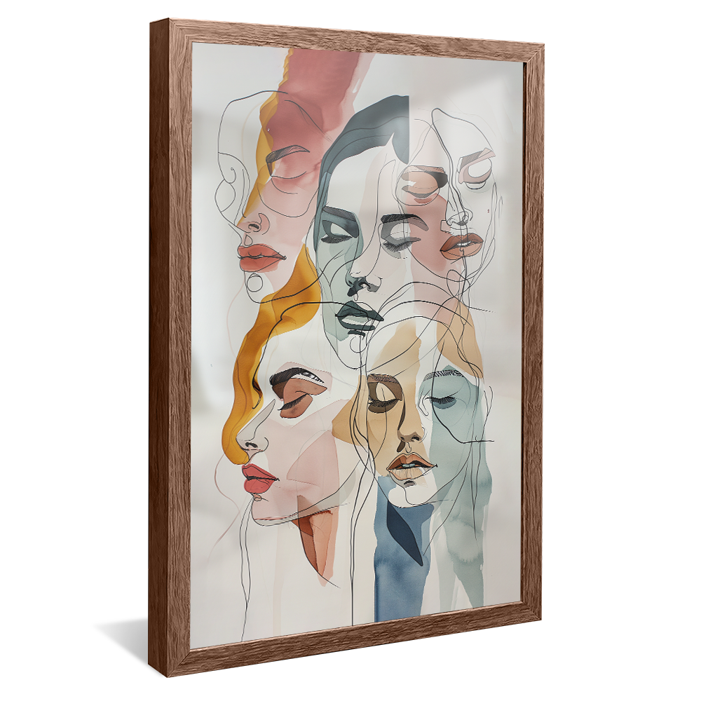 Sketches of Women's Faces Canvas V1066