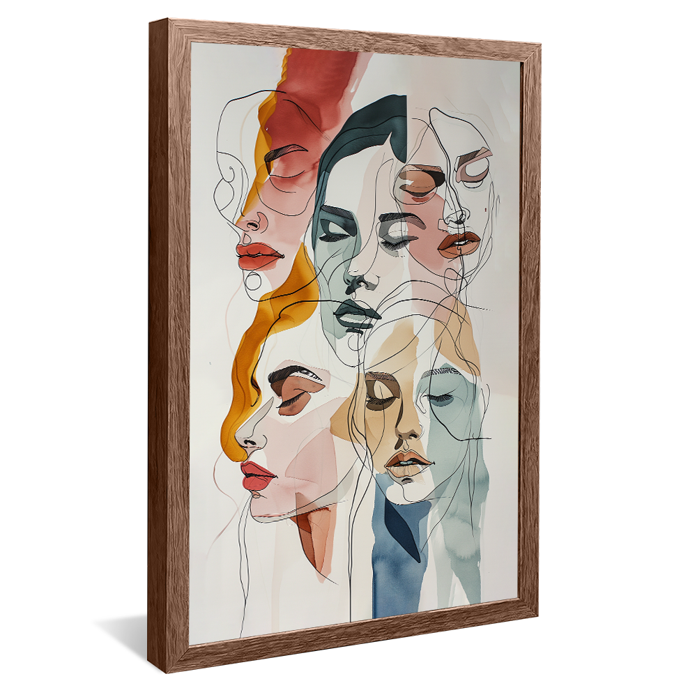 Sketches of Women's Faces Canvas V1066