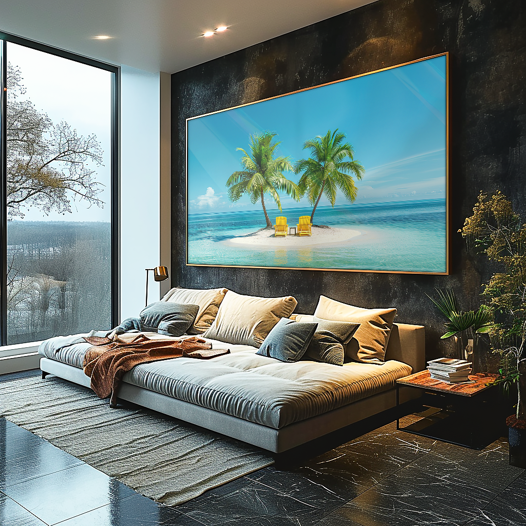 Small Island and Palm Trees V1206 Canvas