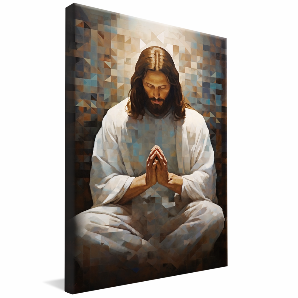 Stained Glass Jesus Praying V736 Canvas