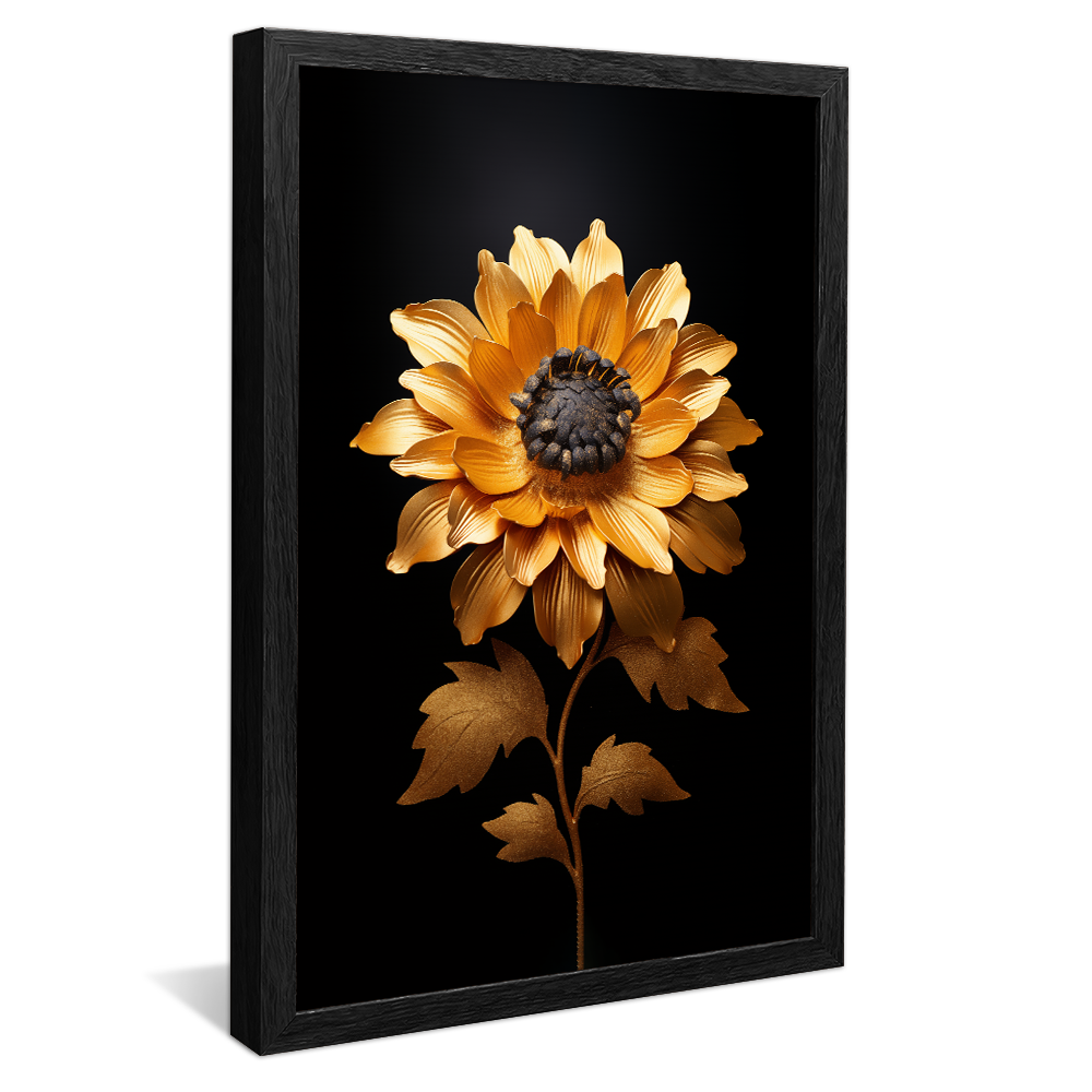 Sunflower on Black Background V983 Canvas