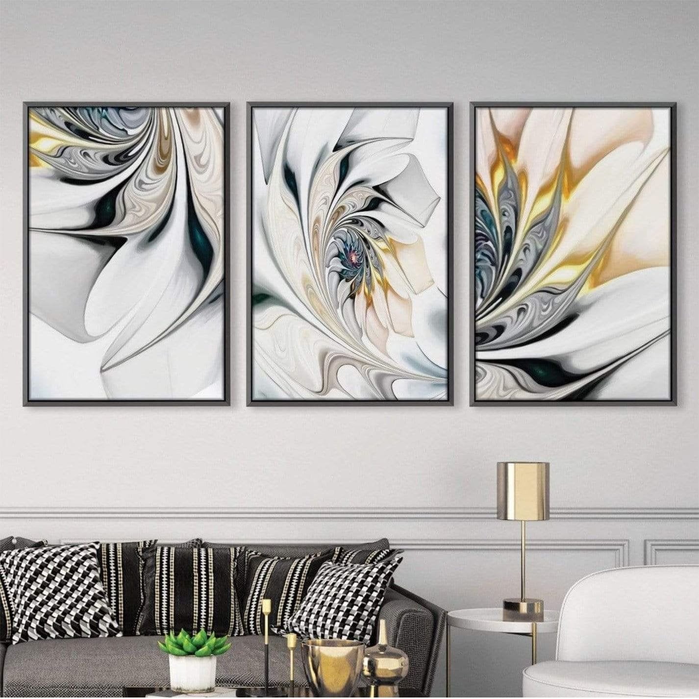 Swirling Beauty Abstract 3-Panel Canvas Set