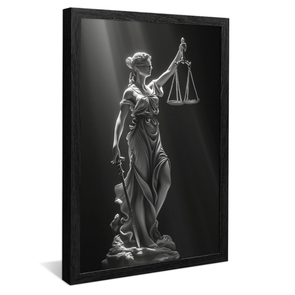 Themis of Justice in Black Canvas