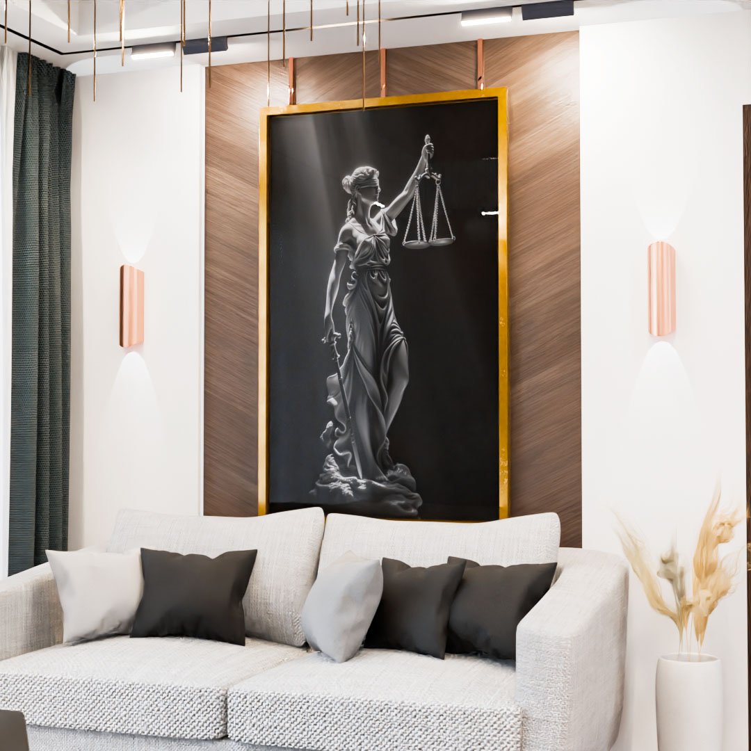 Themis of Justice in Black Canvas