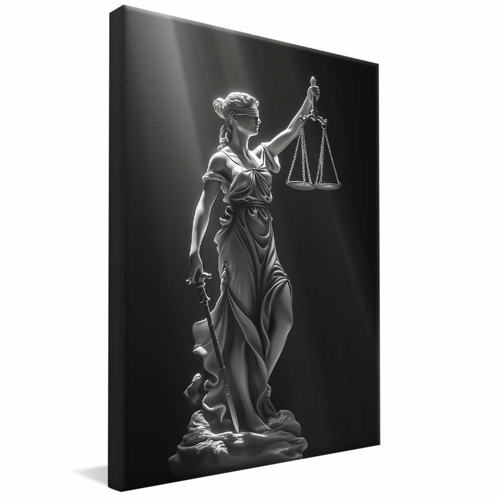 Themis of Justice in Black Canvas