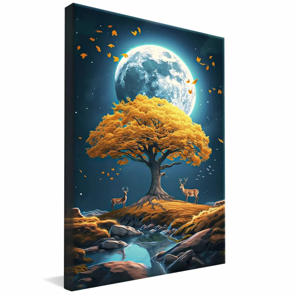 Tree Against the Moon V1249 Canvas