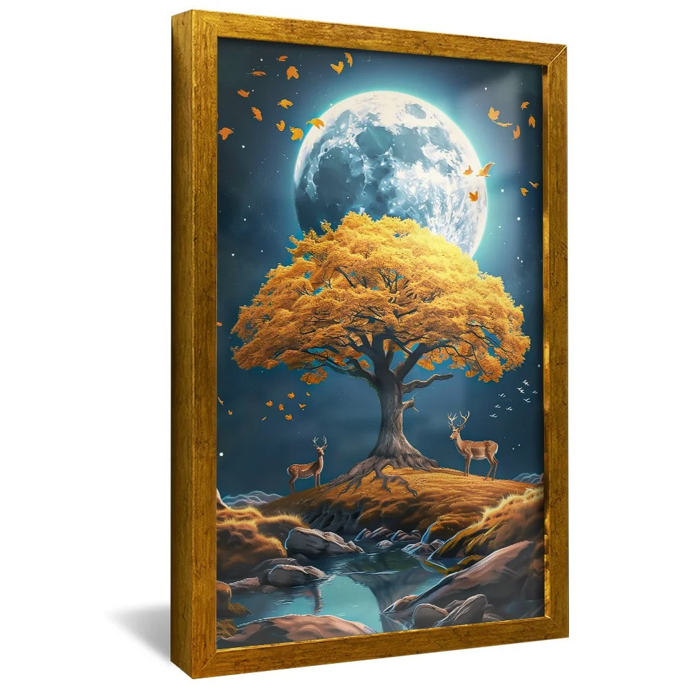 Tree Against the Moon V1249 Canvas