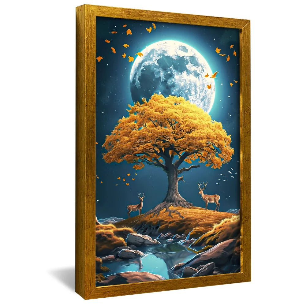 Tree Against the Moon V1249 Canvas