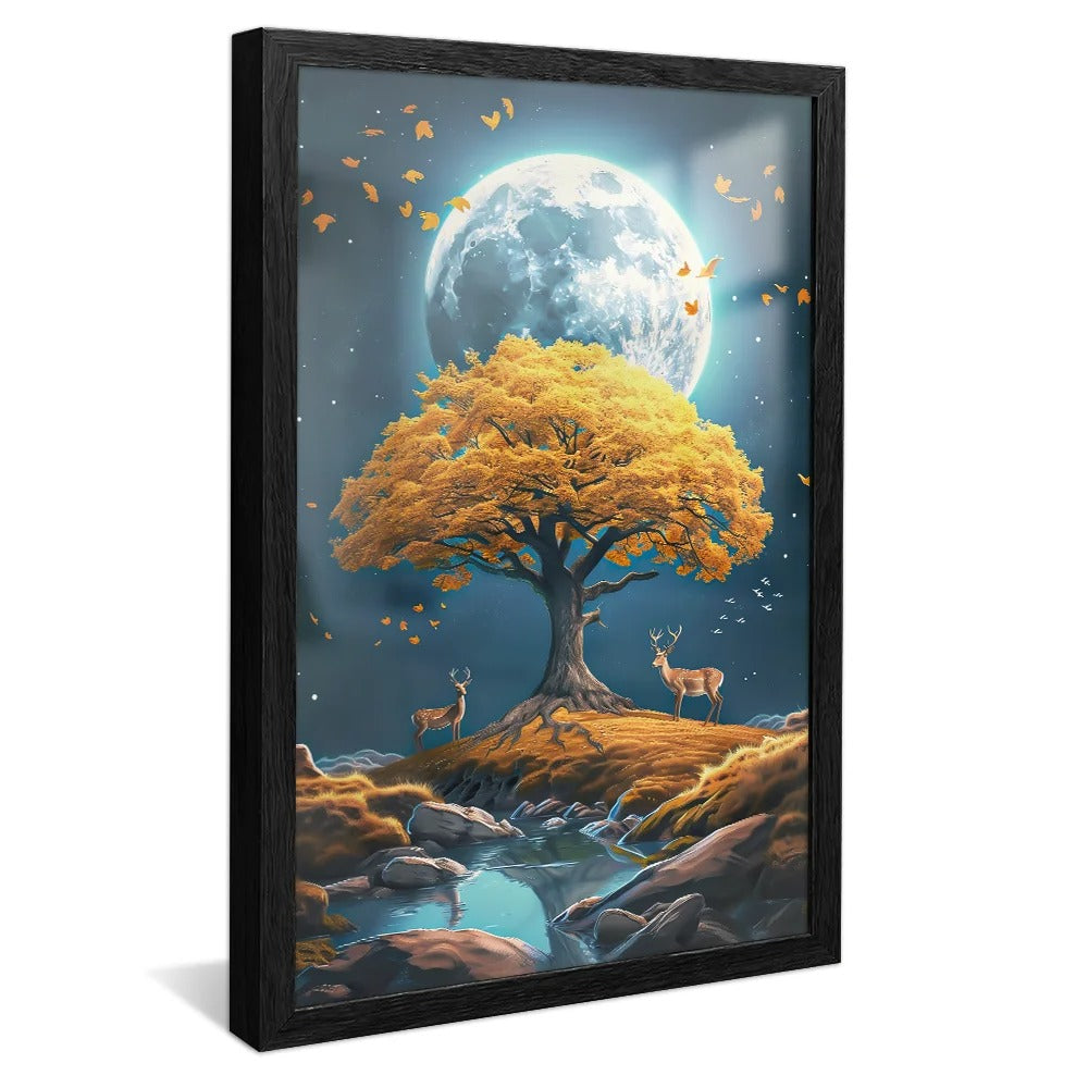 Tree Against the Moon V1249 Canvas