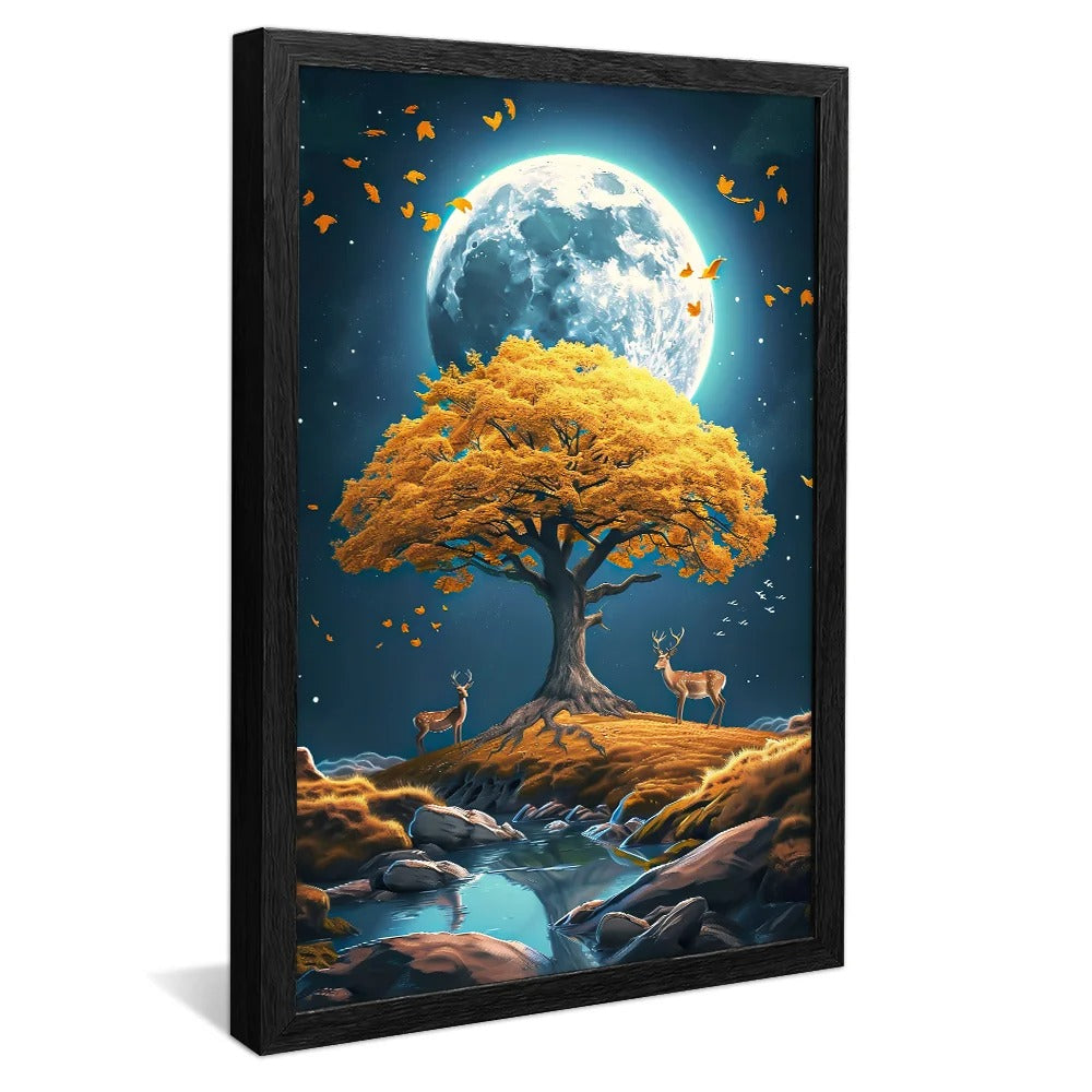 Tree Against the Moon V1249 Canvas