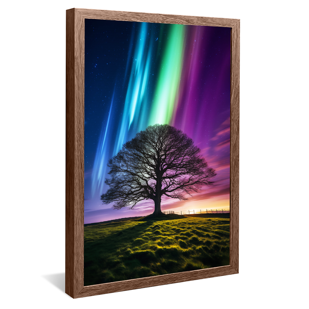 Tree and Northern Lights Canvas V1036