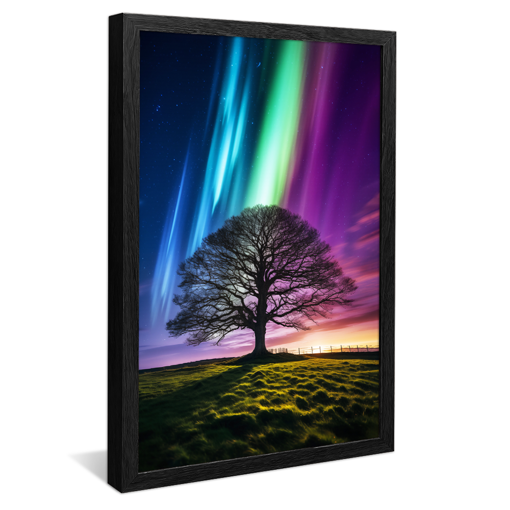 Tree and Northern Lights Canvas V1036