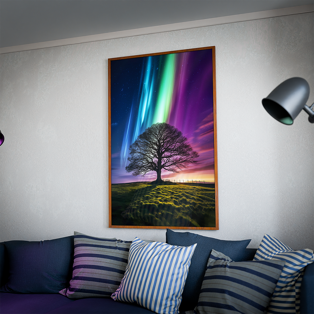 Tree and Northern Lights Canvas V1036