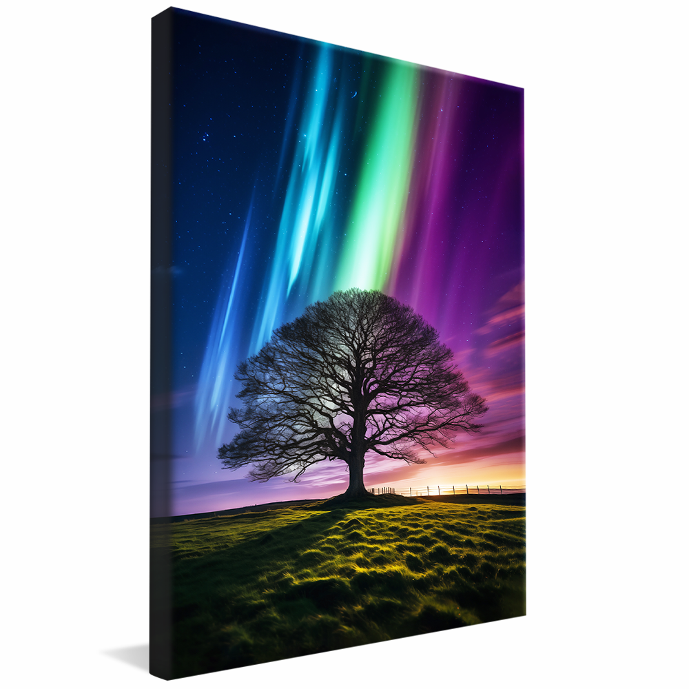 Tree and Northern Lights Canvas V1036