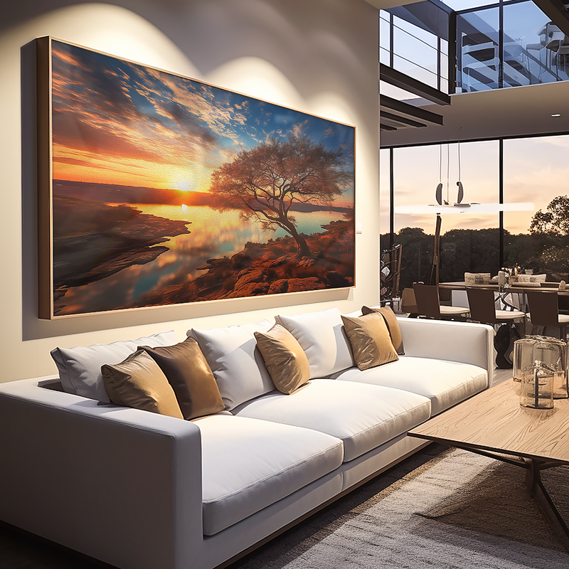 1 Piece Tree and Sunset V845 Canvas