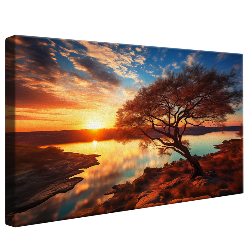 1 Piece Tree and Sunset V845 Canvas