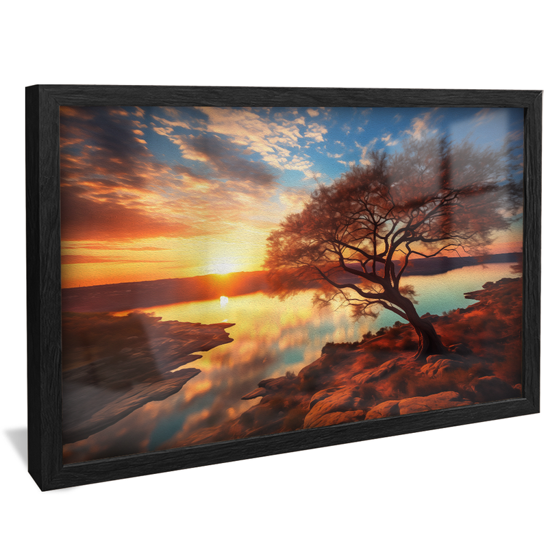 1 Piece Tree and Sunset V845 Canvas