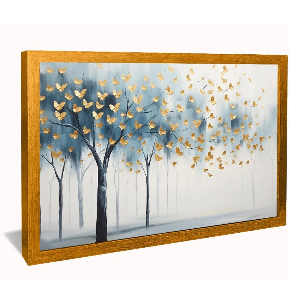 Tree blue tones with butterflies Canvas V80