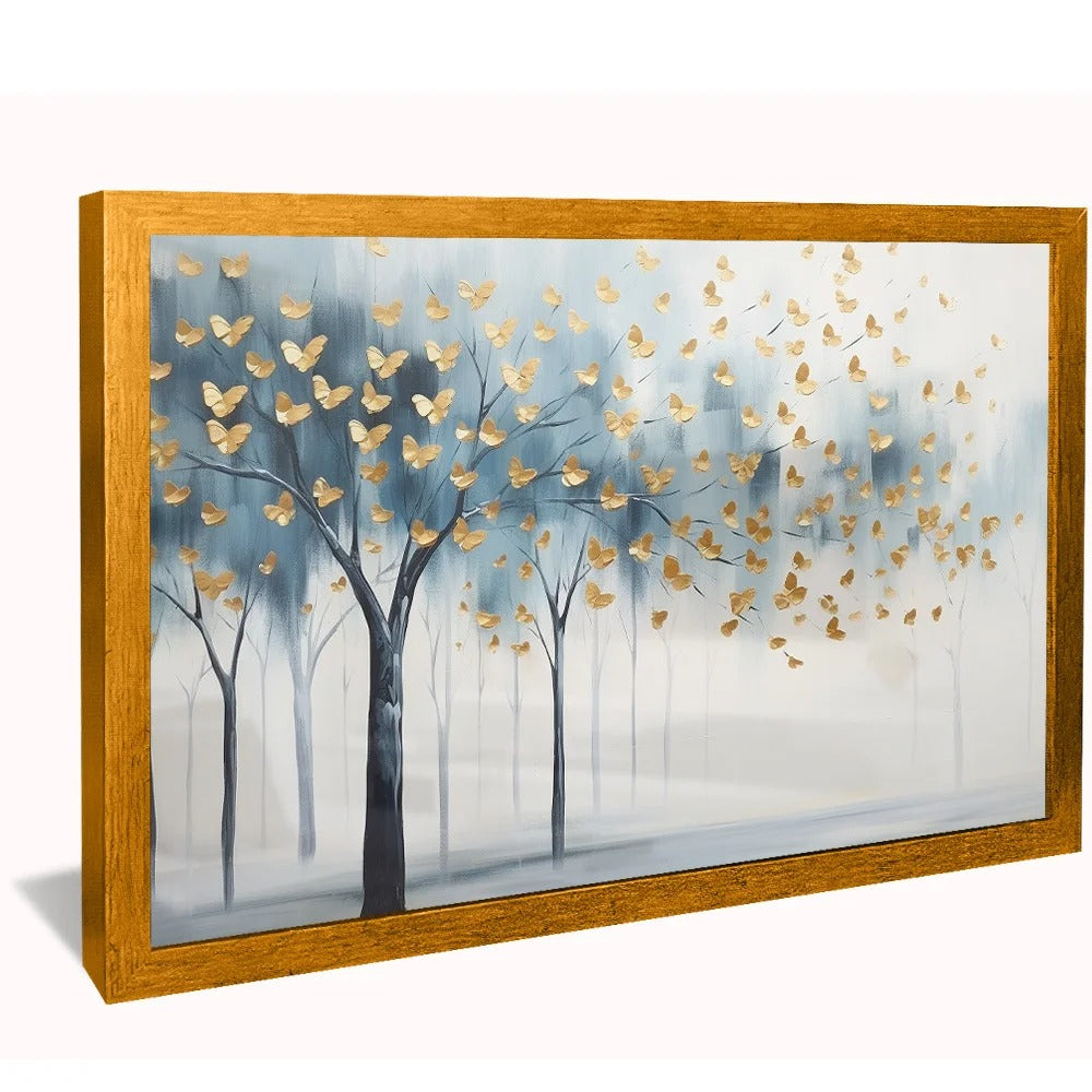 Tree blue tones with butterflies Canvas V80