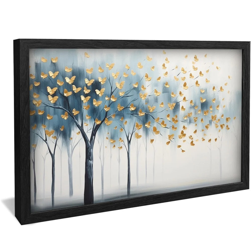 Tree blue tones with butterflies Canvas V80