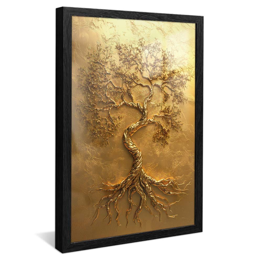 Tree on Gold Panel V2129 Canvas