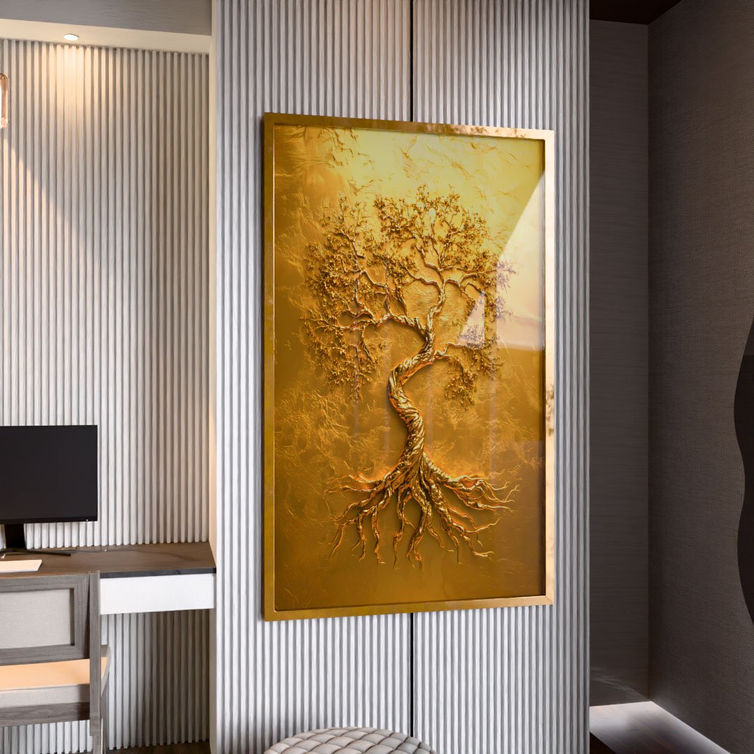 Tree on Gold Panel V2129 Canvas