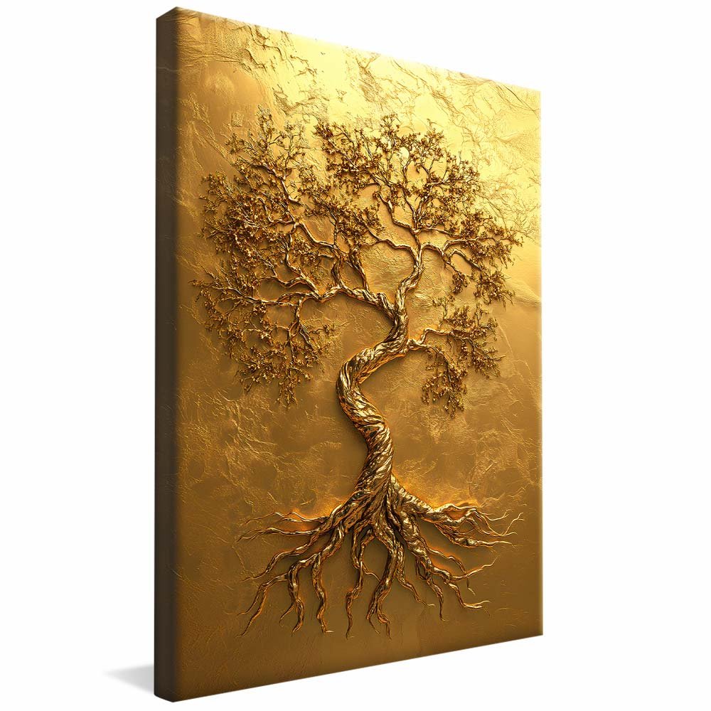 Tree on Gold Panel V2129 Canvas