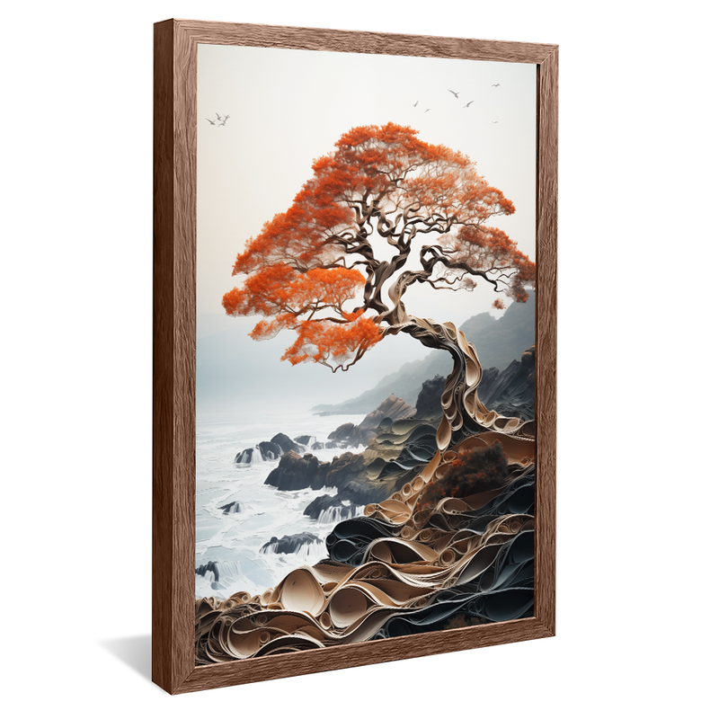 1 Piece Tree on the Abstract Coast V1017 Canvas