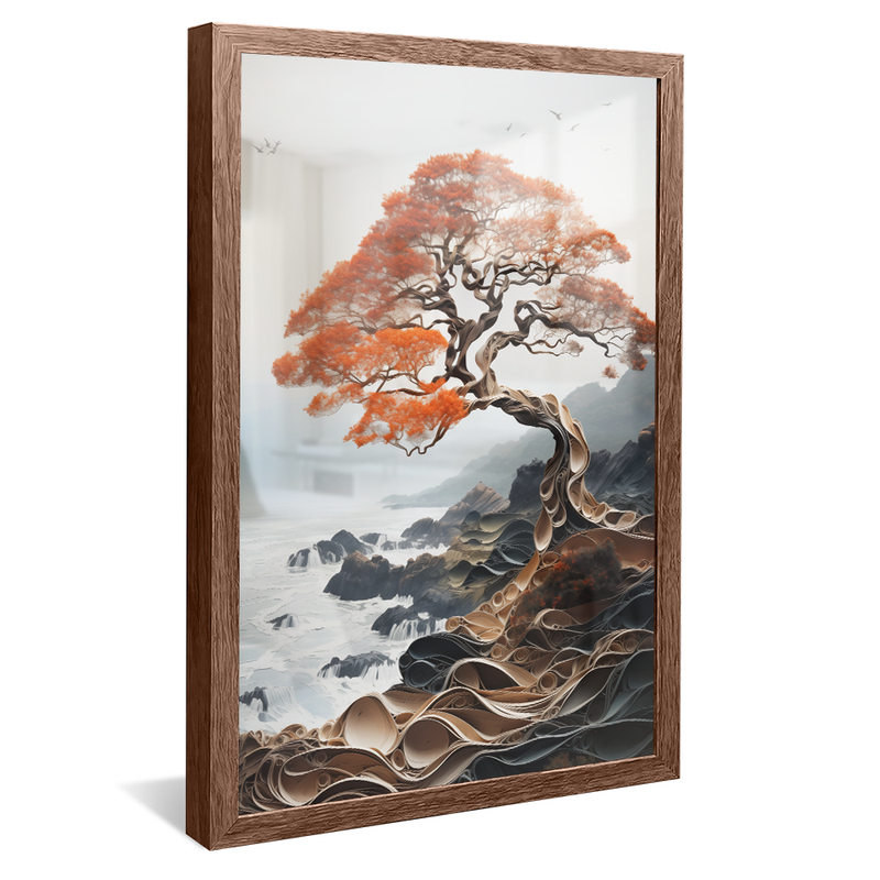 1 Piece Tree on the Abstract Coast V1017 Canvas