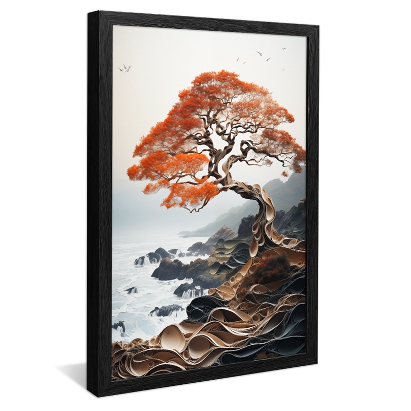 1 Piece Tree on the Abstract Coast V1017 Canvas