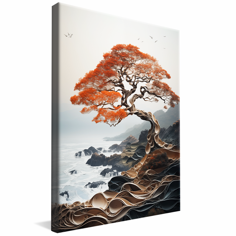 1 Piece Tree on the Abstract Coast V1017 Canvas