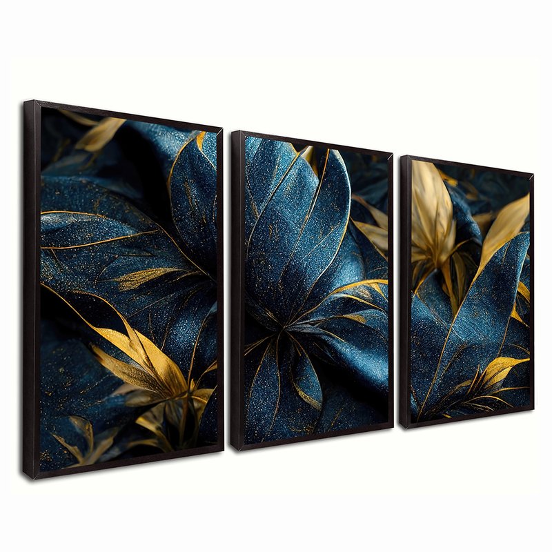 Trio Blue Flowers Canvas