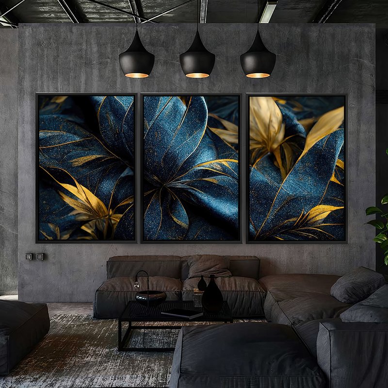 Trio Blue Flowers Canvas