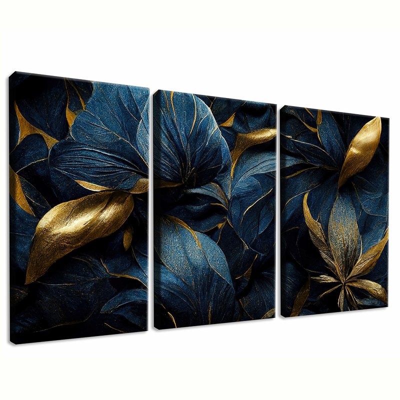 Trio Blue Flowers in Style 2 Canvas