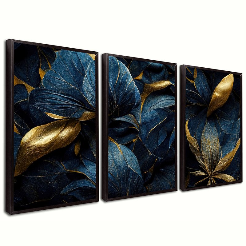 Trio Blue Flowers in Style 2 Canvas