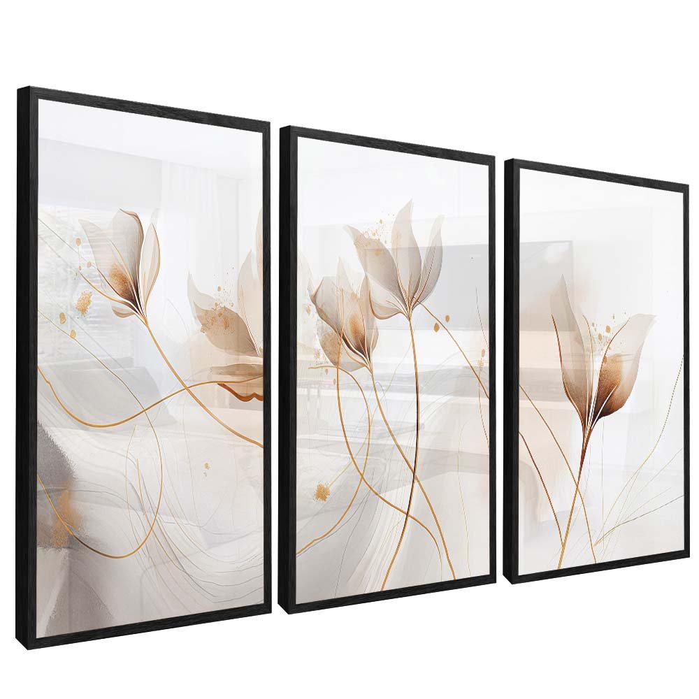 Trio White Floral V2000 Canvas