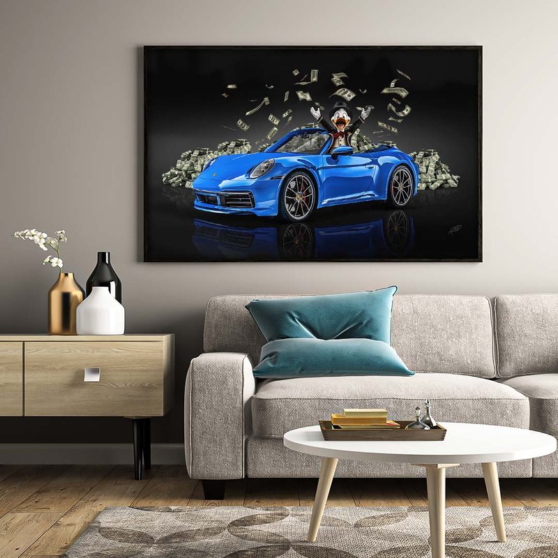 Uncle Paws on Porsche Blue V1638 Canvas