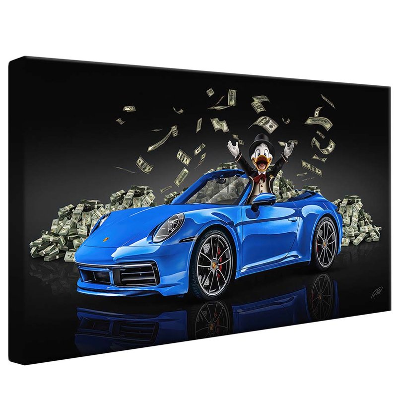 Uncle Paws on Porsche Blue V1638 Canvas