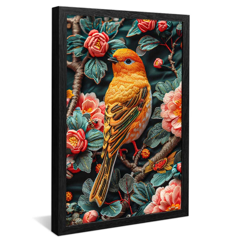 Vibrant Bird in Embroidery V1954 Canvas