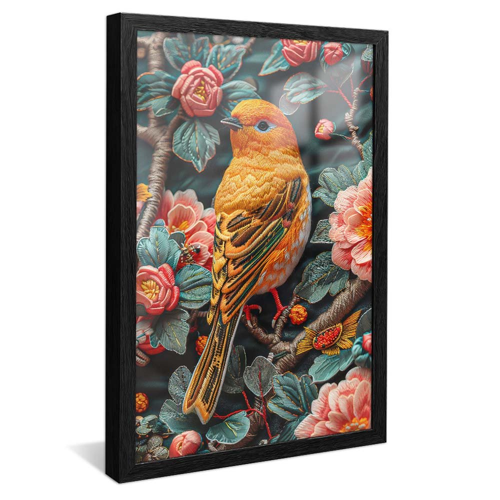 Vibrant Bird in Embroidery V1954 Canvas