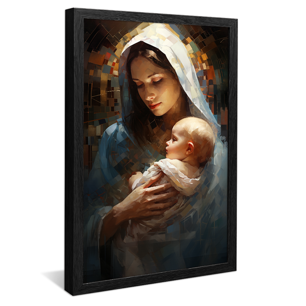 Vitral of Mary Holding Jesus V800 Canvas