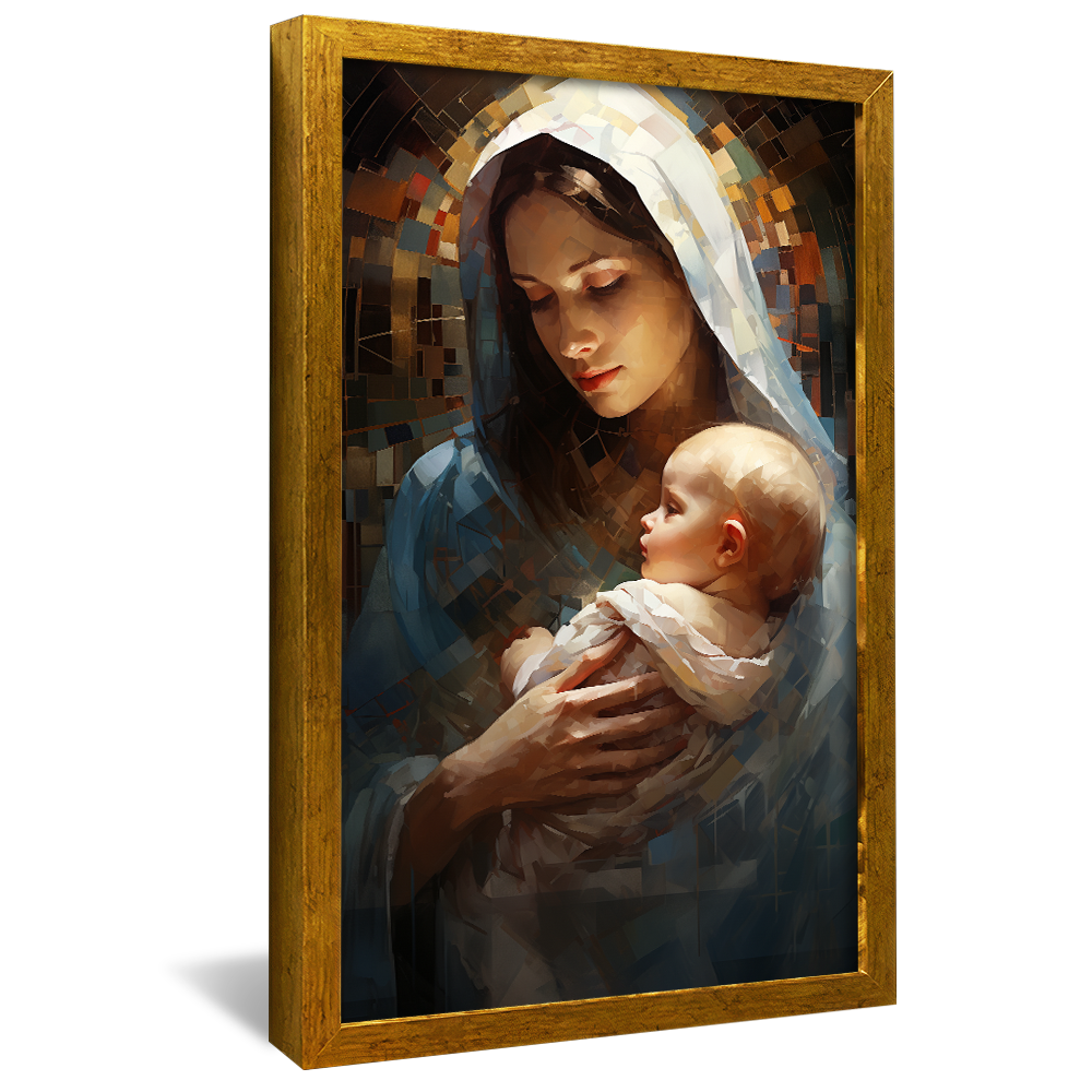 Vitral of Mary Holding Jesus V800 Canvas