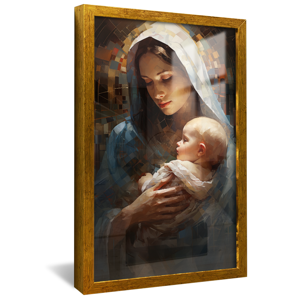 Vitral of Mary Holding Jesus V800 Canvas