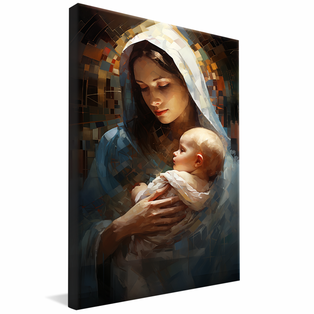 Vitral of Mary Holding Jesus V800 Canvas