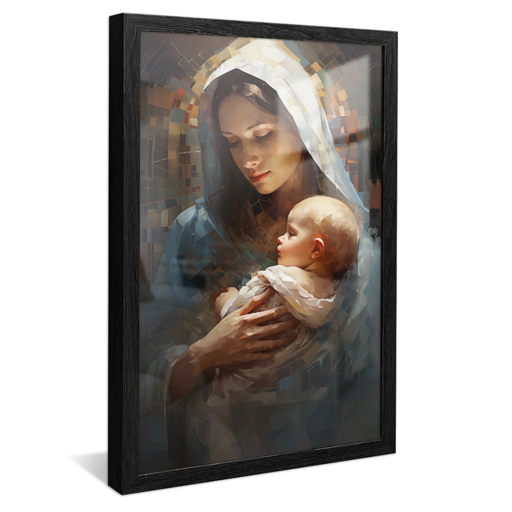 Vitral of Mary Holding Jesus V800 Canvas