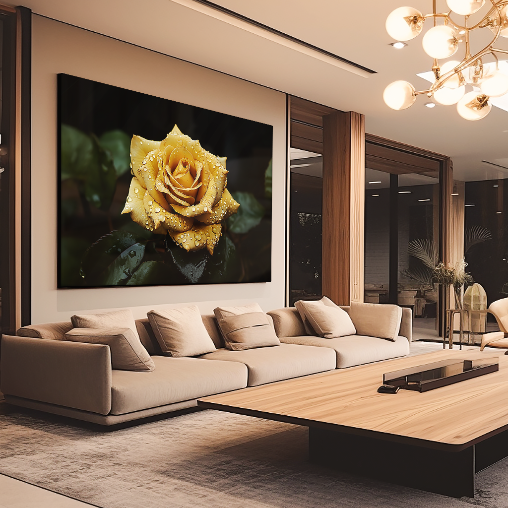 Wet Yellow Rose V831 Canvas